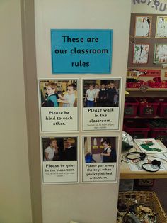 there are several classroom rules posted on the wall