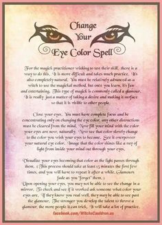 Change Your Eye Color Spell . . . Change Your Eye Color, Beauty Spells, Magick Spells, Wiccan Spell Book