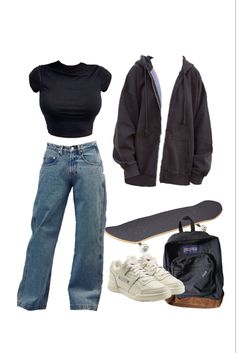 Outfit-inspiration
Baggy jeans with oversized sweater and sneakers. Skateboard Outfit Girl Style, School Baggy Outfits, Skater School Outfits, Skatergirl Aesthetic Outfits, Highschool Girls Style, Skateboarding Outfits Girl Style, What To Wear To School Highschool, Bagy Outfits For Girl, Skate Girl Aesthetic Outfit