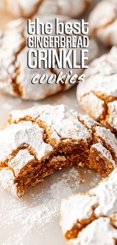 the best gingerbread crinkle cookies are made with powdered sugar on top