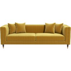 an image of a couch with pillows on the top and bottom part in yellow color