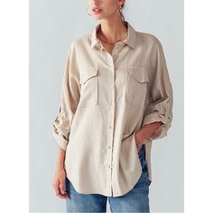 Get Ready For Summer In This Adorable Oversized Linen Button Up Shirt! This Lightweight Top Is Breezy And Comfortable For Warmer Weather. It Can Be Dressed Up For The Office Or Worn Down For A Casual Day At The Beach. It Features A Double Pocketed Chest, Collared Neckline And Button Placket. The Sleeves Can Be Adjusted With Button Cuffs And The Hi-Low Hem Makes It Legging Friendly. So Cute!! Fabric: Ultra Lightweight Without Being Sheer. This Woven Top Is Made From A Linen Blend That’s Airy, Coo Flannel With Hoodie, Oversized Button Up Shirt, Oversized Linen Shirt, Hooded Flannel, Cute Fabric, Blue Plaid Shirt, Love Tree, Flannel Jacket