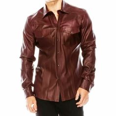 ad eBay - Find many great new & used options and get the best deals for Party Lambskin 100%Casual Leather Real Handmade Men Brown Shirt Formal Stylish at the best online prices at eBay! Free shipping for many products! Leather Button-up Tops With Button Closure, Fitted Classic Leather Tops, Fitted Classic Leather Top, Classic Fitted Leather Tops, Fitted Leather Button-up Top, Brown Leather Casual Tops, Casual Brown Leather Tops, Casual Brown Leather Top, Classic Leather Collared Top