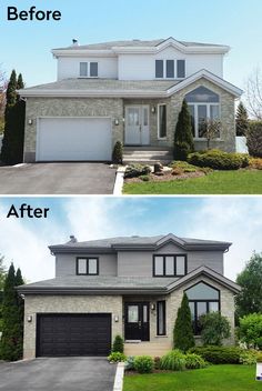 before and after photos of a house in the suburbs