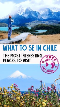 the cover of what to see in chile, with an image of a person standing on a