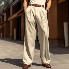 Season:Spring  Summer; Fabric:Polyester; Gender:Men's; Style:Basic,Fashion; Occasion:Daily,Casual,Business; Fit Type:Loose Fit; Function:Breathable,Comfort; Waistline:Mid Waist; Pattern:Plain; Design:Wide Leg,Front Pocket,Straight Leg; Brand:OUKU; Pants Type:Dress Pants,Trousers,Baggy Pants,Casual Pants,Pleated Pants,Suit Pants; Fly Type:Button; Front page:FF; Listing Date:08/21/2023; Hips:; Length:; Waist:; Fit US Size:null; Fit UK Size:null; Fit EU Size:null Waffle Pants, Mens Outerwear Fashion, Men's Dress Pants, Cheap Dress, Ripped Jeans Men, Trousers Casual, Streetwear Mens, Streetwear Men, Mens Dress Pants