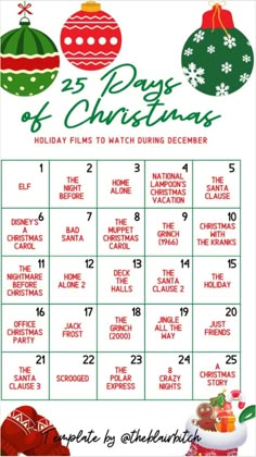 the 25 days of christmas calendar