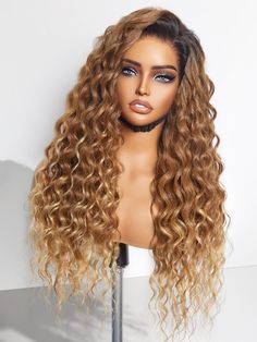 PRICES MAY VARY. Vibrant Sun-kissed Ombre Blonde: This wig features a stunning sun-kissed ombre blonde color that adds warmth and dimension to your hair, creating a vibrant and eye-catching look. Beautiful Water Wave Texture: The water wave texture of this wig adds volume, bounce, and natural movement to your hair, giving you a glamorous and effortless hairstyle. Glueless Install: Enjoy hassle-free wear with the glueless installation feature of this wig, ensuring a comfortable and secure fit wit Best Blonde Curly Wig, Wigs Synthetic Hair, Mix Blend Wig, Beauty Supply Store Wigs Hair, Wavy Day Wig, Cheap Good Quality Wigs, 613 Long Curly Wig, Trendy Human Hair Wigs, Beach Waves Wigs