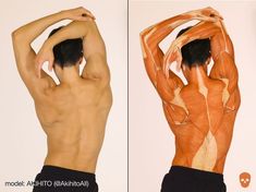 a man with his back turned to look like he's showing off his muscles