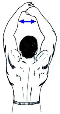 the back view of a man with his hands in the air