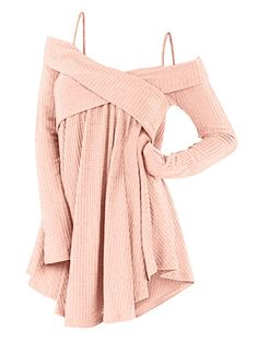 Crisscross Open Shoulder Tunic Sweater - Pig Pink - 4E37889622 - Women's Clothing, Women's Tops & T-Shirts, Women's T-Shirts  #WomensTShirts #Women's #Clothing # #Women's #Tops #& #TShirts # #Women's #TShirts Single Dress, Batwing Sleeve Sweater, Outwear Women, Sweater Tunic, Off Shoulder Sweater, Knit Turtleneck Sweater, Embroidered Sweater, Tunic Sweater, Fall Sweaters