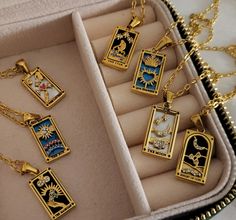 Gold Filled Tarot Necklace product images. Luxury Fusion Temple Necklace Gift, The Lovers Card, Tarot Necklace, Lovers Card, Knight Of Cups, Figaro Necklace, Astrology Necklace, Twist Pattern, The Mystic