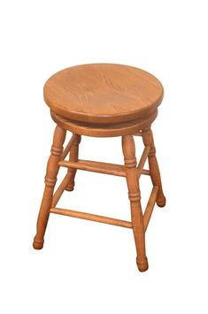 a small wooden stool on a white background