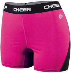 a pink and black boxer shorts with the word cheer on it