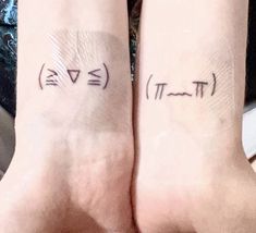 two people with matching tattoos on their legs, one has the word love written in cursive writing