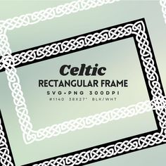 the celtic rectangular frame is shown in black and white, with an intricate border around it