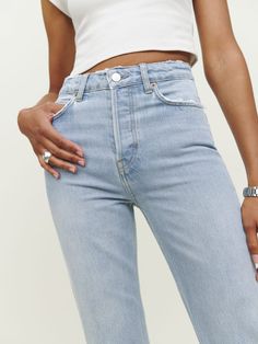 Cynthia High Rise Straight Long Jeans | Reformation Classic Light Wash Jeans With Belt Loops, High Rise Washed Flare Jeans For Everyday, Everyday High Rise Washed Flare Jeans, Light Wash Mid-rise Everyday Bottoms, Light Wash Mid-rise Bottoms For Everyday, Medium Wash High Rise Jeans For Everyday, Everyday Light Wash Mid-rise Bottoms, High Rise Washed Cropped Jeans For Everyday, High Rise Denim Bottoms For Everyday