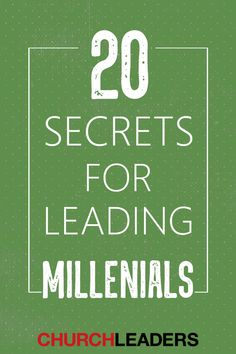 the front cover of 20 secrets for leading millenis, with text overlaying it