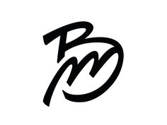 the letter bm is written in black and white