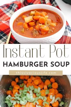 instant pot hamburger soup with carrots and celery