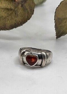 Vintage Chunky Baltic Amber Sterling Silver Heart Ring Sz 6.75  | eBay Vintage Chunky Rings, Rings Heart, Chunky Silver Rings, Antique Jewelry Rings, Silver Heart Ring, Chunky Rings, The Ring, Sterling Silver Heart, Baltic Amber