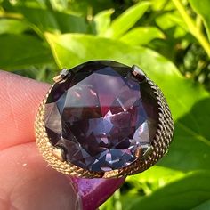 Gorgeous Vintage Ring With Large Round Cut Synthetic Alexandrite / Purple Sapphire Stone In Solid 10k Yellow Gold. The Band Is Stamped Inside 10k (Also Tested) .The Ring Is Size 6 On Ring Mandrel . It Weights 7 Grams. The Stone Is Approx. 14mm Round, This Is A Solid, Well Made And Absolutely Beautiful Ring With The Stone That Changes The Color, Depending On Lightening , Very Beautiful Vintage Piece! Vintage Alexandrite Ring, Ring Mandrel, Purple Stone Rings, Alexandrite Ring, Purple Sapphire, Sapphire Color, Purple Stones, Sapphire Stone, Beautiful Ring