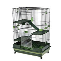 a large bird cage with two levels and one level on the top, in front of a white background