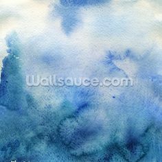 blue watercolor background with white clouds