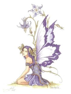 a drawing of a fairy sitting on the ground