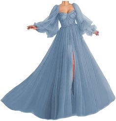 Puffy Sleeve Prom Dress Long Sweetheart Tulle Ball Gown Puffy Sleeve Prom Dress, Prom Dresses Long Blue, Puffy Sleeve Dress, Sleeve Prom Dress, Ball Gowns Princess, Yule Ball, Sweetheart Prom Dress, Prom Dress Ideas