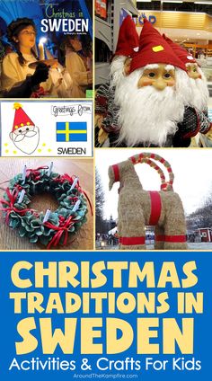 Article about the Christmas traditions in Sweden activities, crafts and lesson ideas for kids. Saint Lucia Day Swedish Christmas, Swedish Christmas Decorations Diy, St Lucia Day Sweden, Swedish Christmas Crafts For Kids, Santa Around The World, Swedish Christmas Crafts, Sweden Christmas Crafts For Kids, Swedish Crafts For Kids, Christmas In Sweden Crafts For Kids