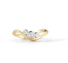 Gold Ring - A trio of glittering diamonds in white gold bezel settings flows along the curved band of this 18k yellow gold ring.<br><br>Diamonds: 0.09tcw Friend Trio, Trio Ring, Artful Home, Diamond Glitter, 18k Yellow Gold Ring, Yellow Gold Ring, Bezel Setting, Yellow Gold Rings, Precious Metals