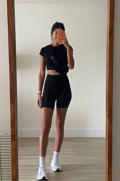 Gym Crush, Biker Shorts Outfit, Gym Aesthetic, Yoga Outfits, Cute Workout Outfits, Cute Gym Outfits, Gym Outfits, Cute Spring Outfits, Racerback Top