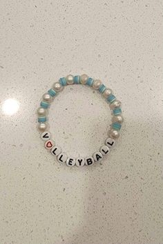 Blue Volleyball bracelet Volleyball Bracelets Diy, Volleyball Tiktoks, Volleyball Diy, Volleyball Bracelets, Bracelets Business, Blue Volleyball, Pulseras Aesthetic, Volleyball Jewelry, Bracelet Inspo