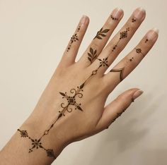 a woman's hand with tattoos on it