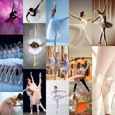 many different pictures of ballet dancers with their arms in the air and one ballerina