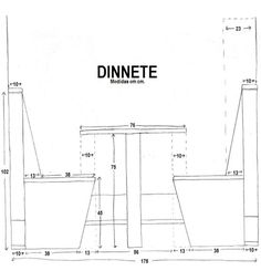 a drawing of a dining table with measurements for the top and bottom section, as well as