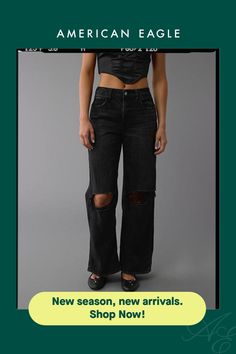 Dreamy, drapey stretch fabric/Soft & lightweight denim/Black wash/Ripped Washed Black Wide Leg Cargo Jeans, Modern Wide Leg Washed Black Jeans, Washed Black Wide Leg Cotton Jeans, Washed Black Wide-leg Jeans With Pockets, Washed Black Wide-leg Cargo Jeans With Multiple Pockets, White Jeans Men, Athletic Fit Jeans, Dream Jeans, Medium Wash Jeans