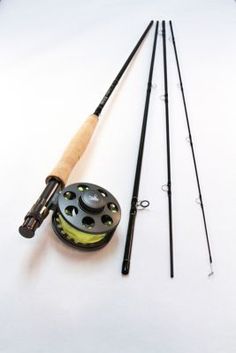 an assortment of fishing rods and reels on a white background