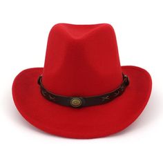 Unisex Ethnic Style Solid Adjustable Western Casual Cowboy Hat — GeraldBlack.com Western Style Top Hat For Winter Outdoor, Adjustable Red Felt Hat For Western-themed Events, Adjustable Felt Hat For Winter Country Events, Western Style Red Felt Hat For Winter, Western Red Felt Hat For Winter, Western Style Red Hat Bands For Winter, Fitted Red Western Felt Hat, Red Western Hat Bands For Winter, Western Style Top Hat For Country Events In Winter