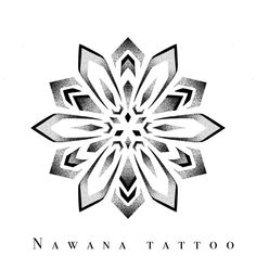 a black and white drawing of a flower with the words navana tattoo on it