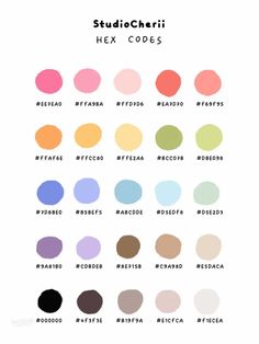 the color chart for studiochiri's hex colors