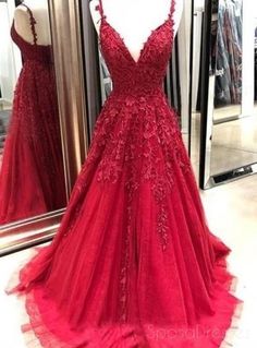 Prom Dresses Long Lace, Senior Prom Dresses, Burgundy Lace, Sweet 16 Dresses, Tulle Prom Dress, A Line Gown