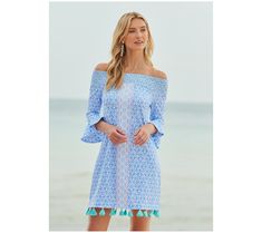 Flaunt your shoulders with feminine flair in this dreamy dress styled with a smocked bodice and romantic flared sleeves. From Cabana Life. Dreamy Dress, Smocked Dress, Flared Sleeves, Wearing Dress, Upf 50, Smocking, Dress Skirt, Bodice, Fashion Dresses