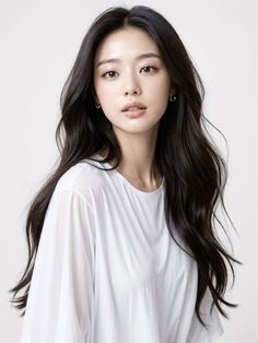 Korean Long Hair, Asian Long Hair, Haircuts Straight Hair, Permed Hairstyles, Asian Hair, Medium Hair Cuts, Long Hair Cuts, Korean Hairstyle