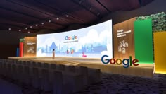 the stage is set up for a google event