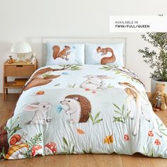 an image of a bed with animals on it