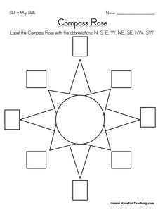 the compass rose worksheet is shown with squares and rectangles on it