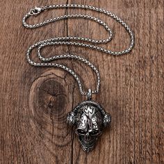 Ghost Skull Headphone Necklace For Men, Bl55590004 Chain Type: Box Chain Chain Length: 24 Inch Metal: Stainless Steel Plating: Silver Plated, Shape: Skull Headphone Style: Casual/Sporty/Streetwear Best For Gifts On Any Occasion Message Me For Bundle Or Any Query Thank You!! Headphone Necklace, Skull Headphones, Headphone Fashion, Sporty Streetwear, Ghost Skull, Stainless Steel Cross Pendant, Bullet Necklace, Skull Pendant Necklace, Compass Pendant