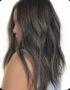 Frosty Brunette, Frosty Brunette Hair, Ash Gray Hair Color, Luxy Hair, Brunette Color, Winter Hair Color, Balayage Brunette